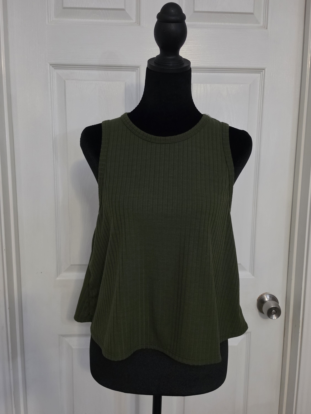 Altar'd State Ribbed Olive Green Sleeveless Swing Top